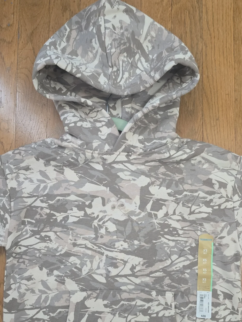 THEREABOUTS BRAND BOY'S TAN CAMO LONG SLEEVES PULLOVER FLEECE HOODIE SIZE XS 6/7
